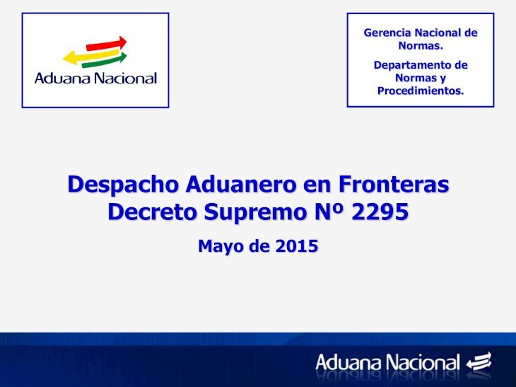 D.S. 2295 - Despacho en Fronteras